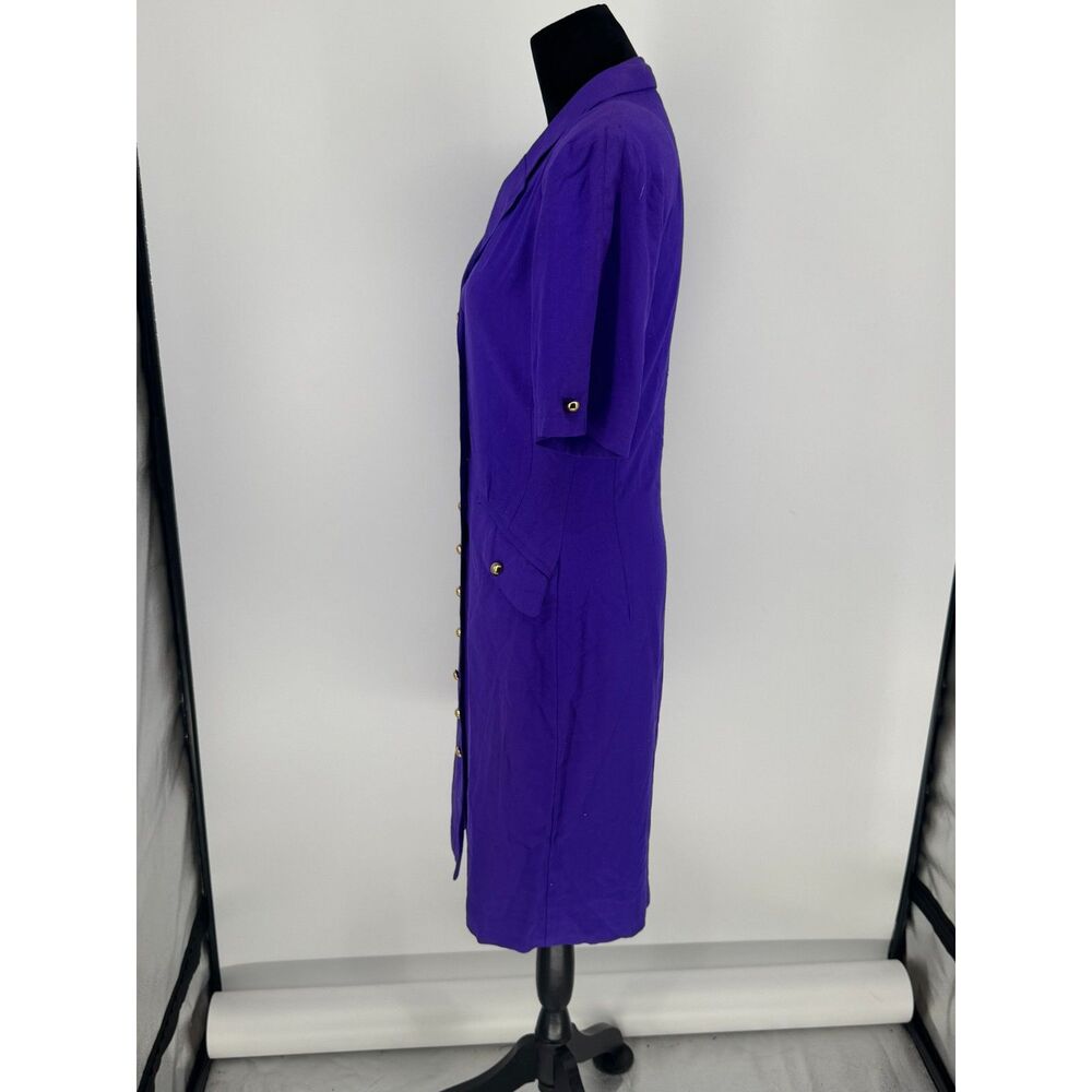 Vintage 80s Argenti Boutique Womens Size 10 Purple 100% Silk Dress Shoulder Pads - Picture 2 of 8